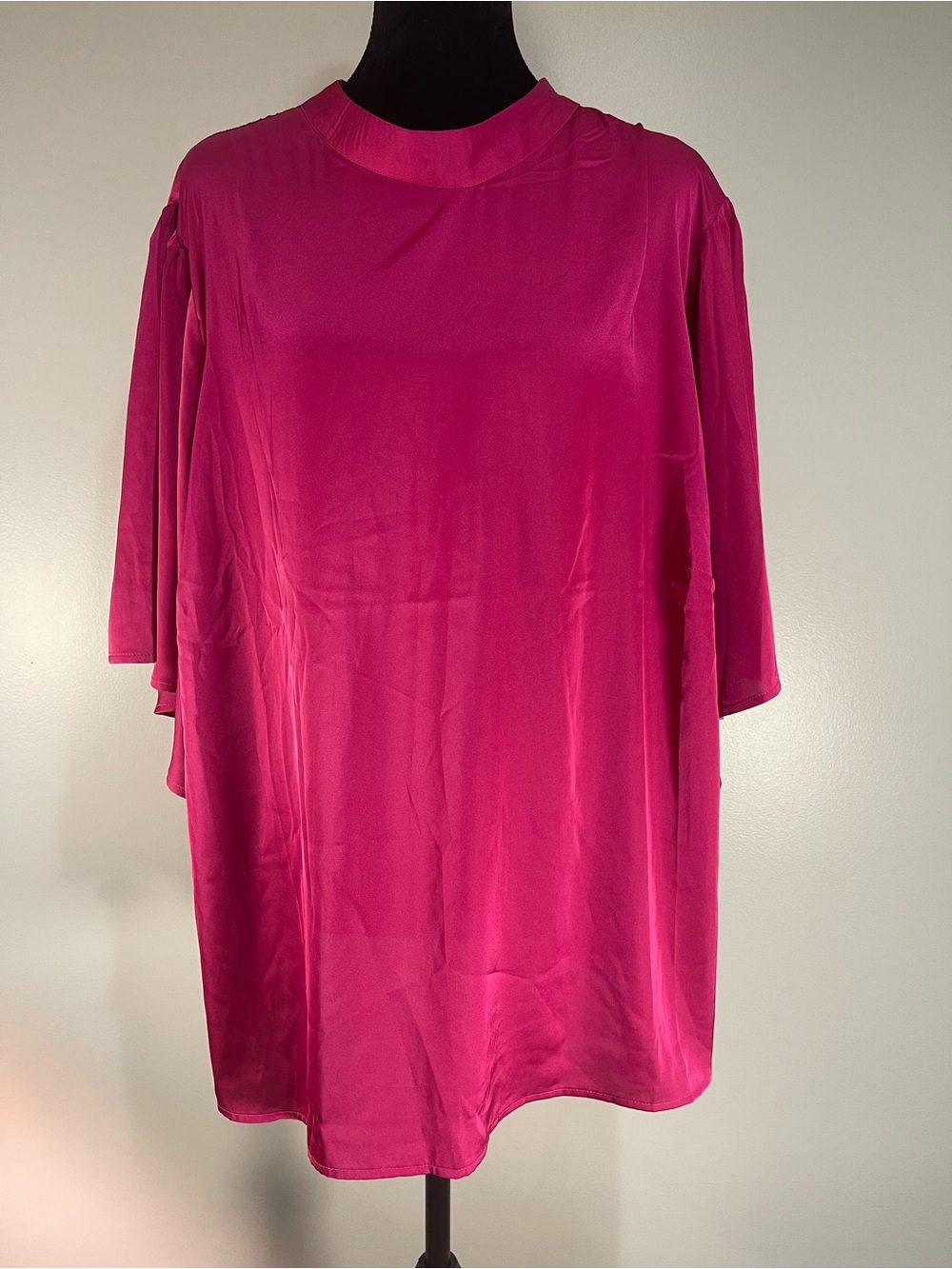 NWT Eloquii Fuchsia Pink Flutter Sleeve Tunic Blouse Plus Size 24